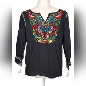 Women’s Embroidered Fiesta Festival Black Multicolor Size Medium